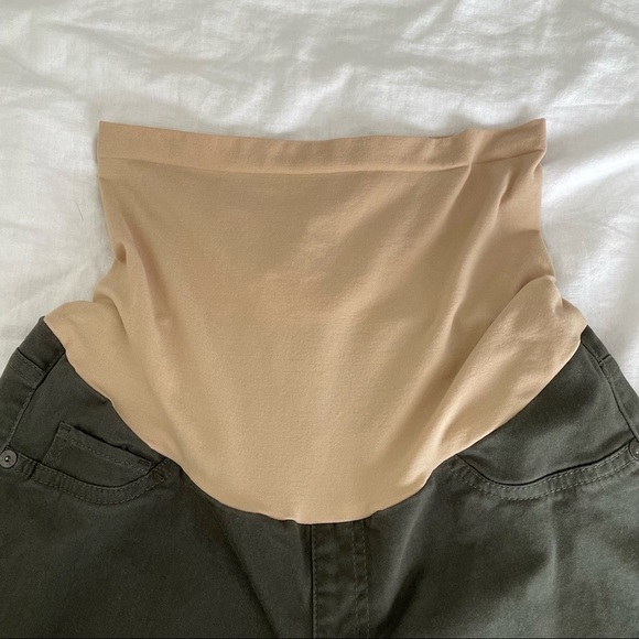 Led Luxe Essentials Denim XS Olive Green maternity jeans and belly band top - Picture 2 of 9